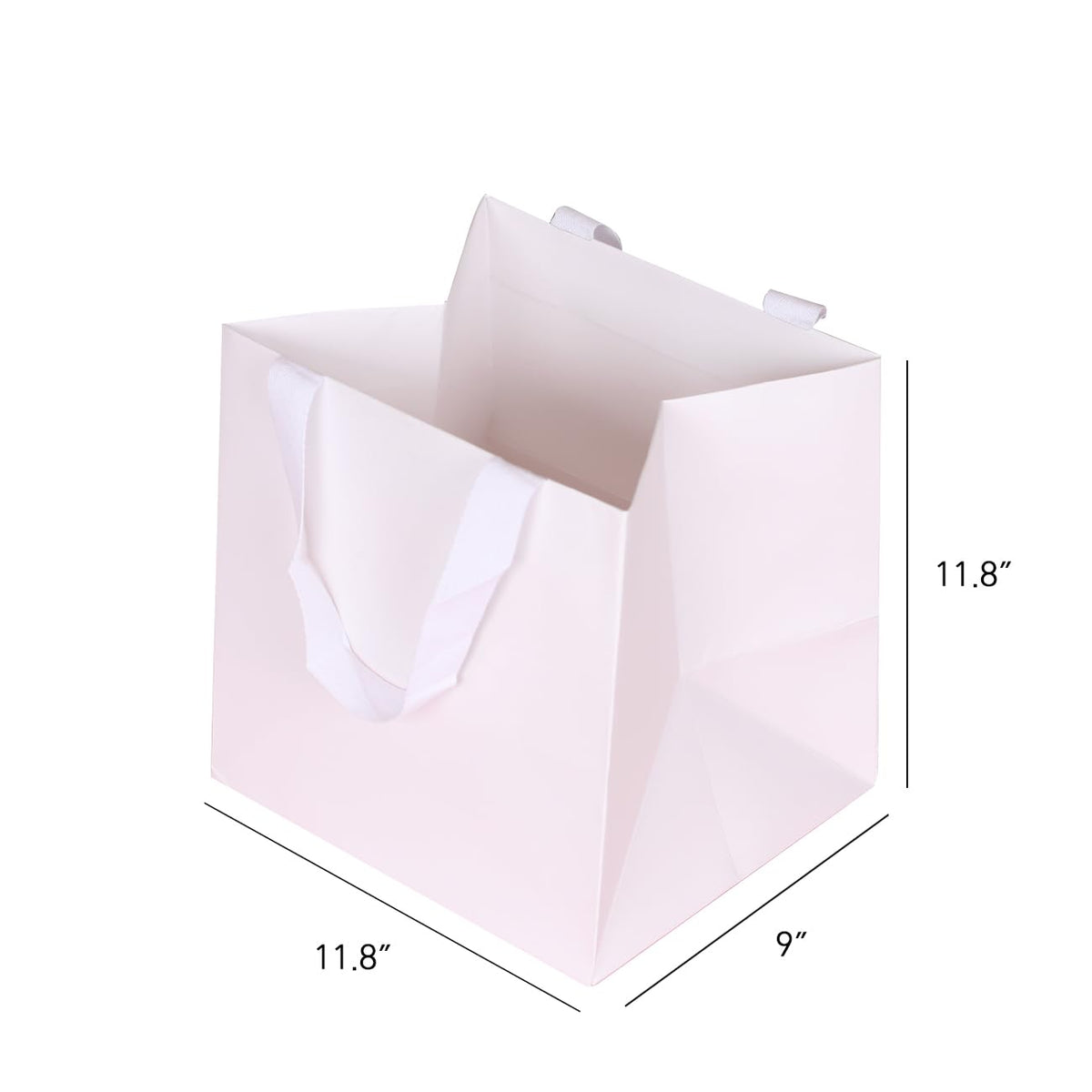 PAPERIST 10pcs 11.8x9x11.8 (8) Square Large Size, White Wide-bottom Gift Bags, Sturdy Durable Paper Bags for Flower Lunc