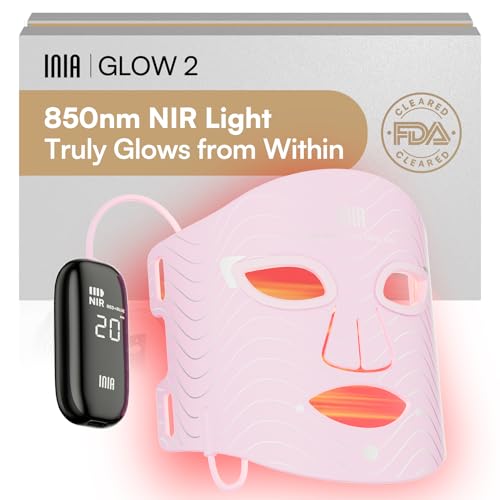 INIA Red Light Therapy Mask for Face, 850nm NIR, Red/Blue LED - Product Imagery