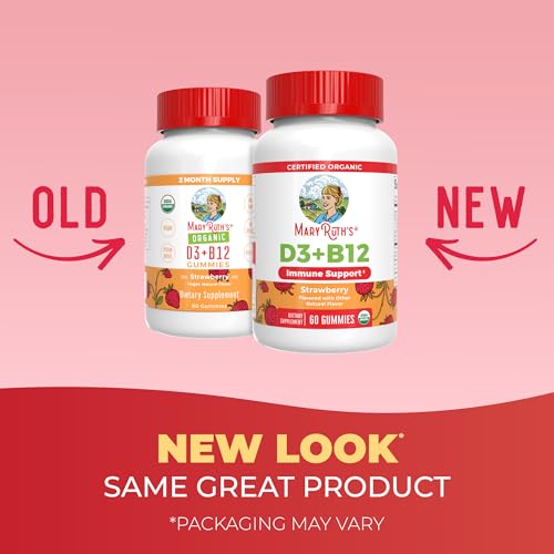 MARYRUTH'S Organic Vitamin D3 + B12 Gummies for Ages 4+, 60 - Product Imagery