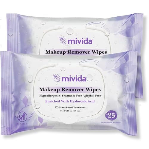 mivida Hypoallergenic Makeup Remover Wipes With Hyaluronic Acid, - Product Imagery