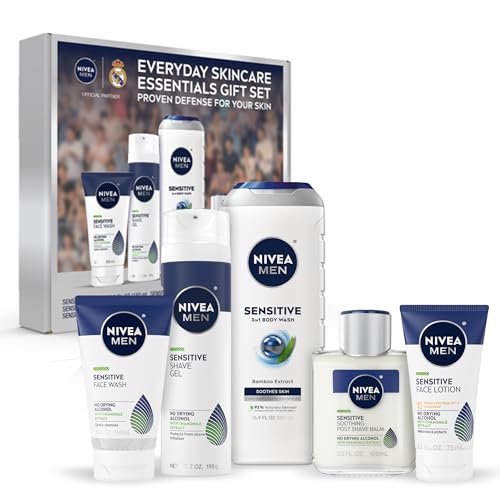 NIVEA MEN Sensitive Skin Care Set for Men, Variety Pack, 5 Items - Product Imagery