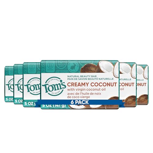Tom's of Maine Natural Beauty Bar Soap, Creamy Coconut, 5 oz Bar (6 Pack) – Coconut