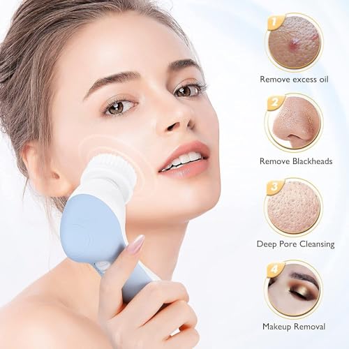 COSLUS Facial Cleansing Brush Face Scrubber, 7-in-1 Rotating - Product Imagery