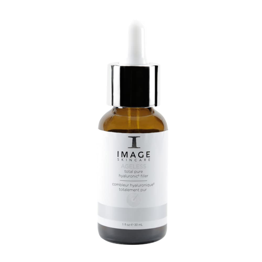 IMAGE Skincare AGELESS Total Pure Hyaluronic 6 Filler skin moisturizer in a 1 fl oz bottle, featuring clear packaging with a pump dispenser.