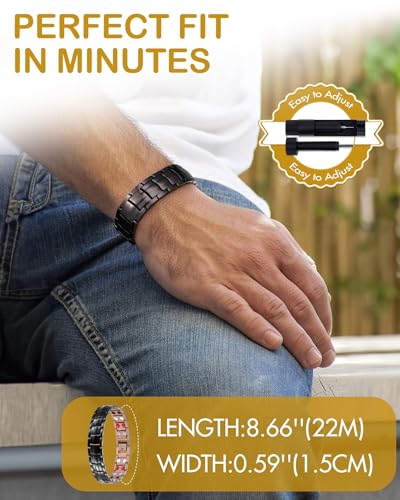 Feraco Magnetic Copper Bracelet for Men 99.99% Solid Pure Copper - Product Imagery