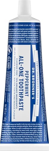 Dr. Bronner’s All-One Toothpaste – Peppermint, 5 oz, 1-Pack – - Product Imagery
