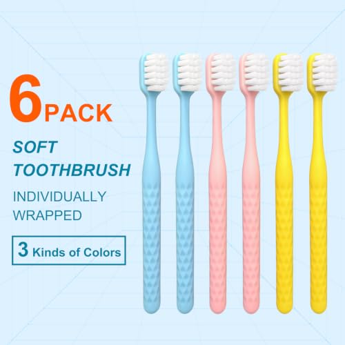 Navona 6 Pack Extra Soft Toothbrushes for Adults, Soft Bristle - Product Imagery