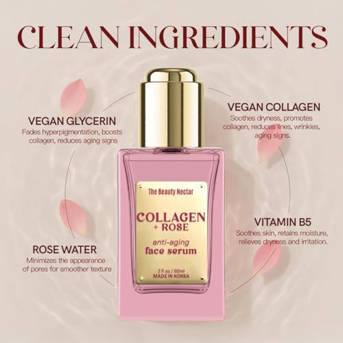 Collagen Face Serum with Rose – Firms Skin, Boosts Hydration, - Product Imagery