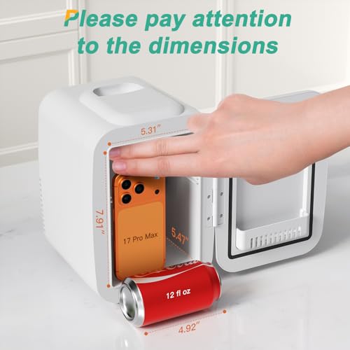 CROWNFUL Mini Fridge, 4 Liter/6 Can Portable Cooler and Warmer - Product Imagery