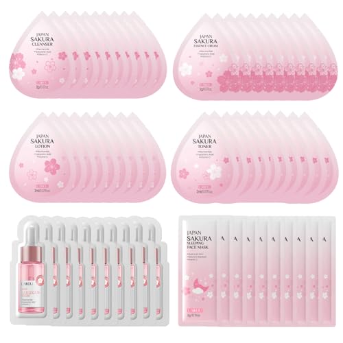 Sakura Travel Skincare Sets, 60pcs Mini Travel Skin Care kit - Product Imagery