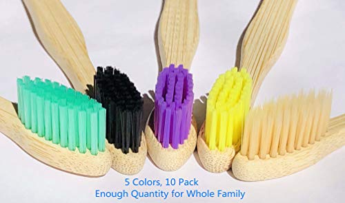 Bamboo Toothbrushes 10 Pack, Medium Soft Bristles BPA Free - Product Imagery