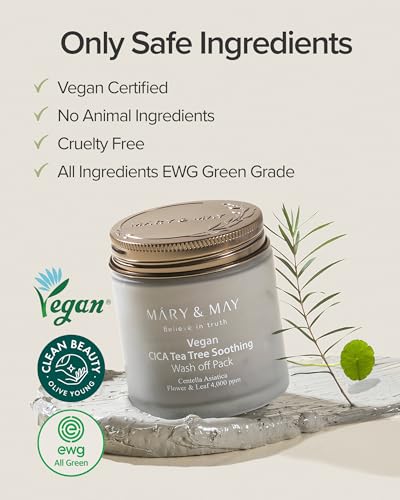 Mary&May Vegan Cica Tea Tree Wash-Off Clay Mask, 4.23 oz - Product Imagery