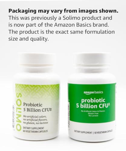 Amazon Basics Probiotic 5 Billion CFU, 8 Probiotic strains with - Product Imagery