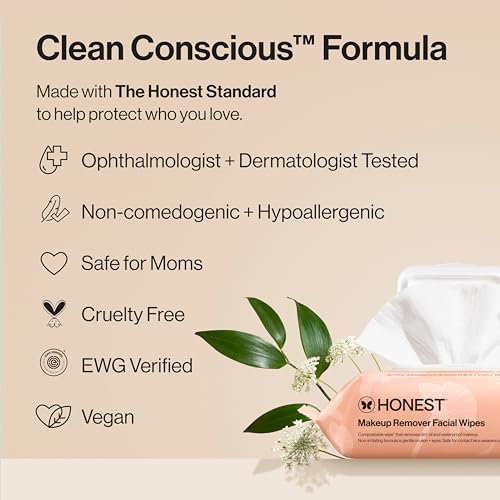 Honest Beauty Cleansing Makeup Remover Facial Wipes, - Product Imagery