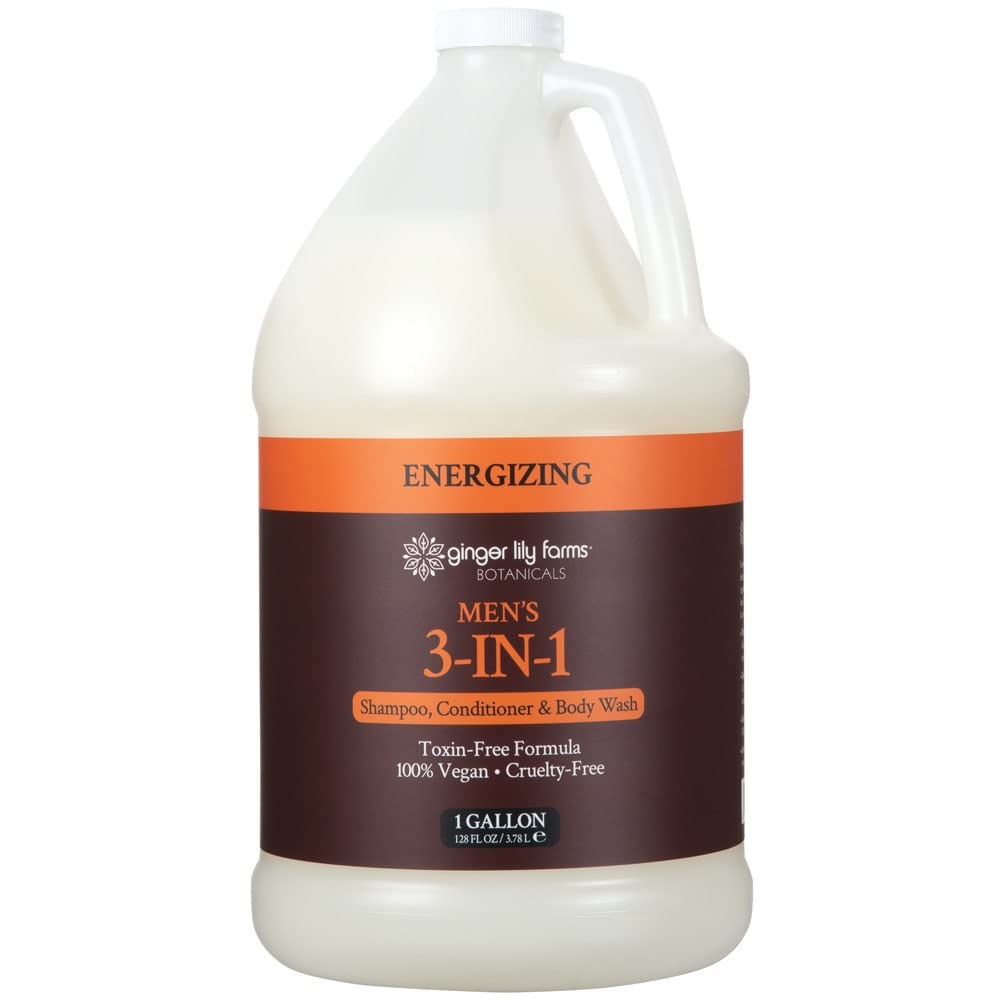 Ginger Lily Farms 1 gal Men's 3-In-1 Shampoo, Energizing Scent
