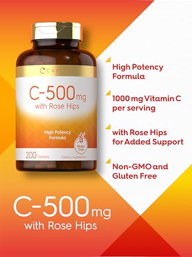 Carlyle Vitamin C 500mg | with Rose Hips | 200 Tablets - Product Imagery