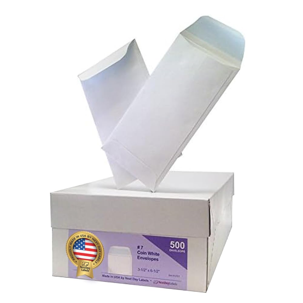 NextDayLabels - Box of 500#7 White Coin Envelopes, Made in USA – product photo (Coin Envelopes)