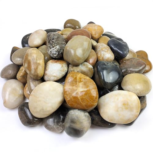 YISZM 20lbs Large River Rocks for Landscaping, 3-4" Mixed Color Pebbles
