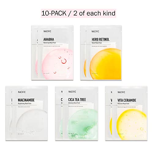 KOSBEAUTY NACIFIC Face Masks Skincare Korean – Premium 10-Sheet - Product Imagery