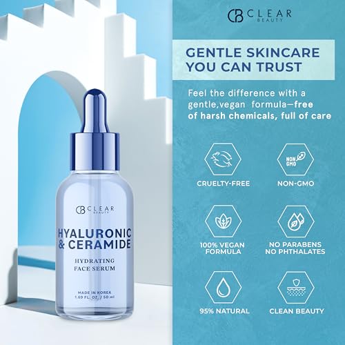 Clear Beauty Ceramide & Hyaluronic Acid Serum for Face - - Product Imagery