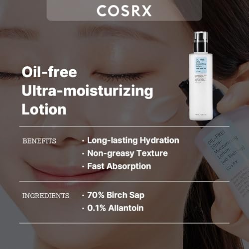 COSRX Oil Free Lotion with Birch Sap, Acne Facial Moisturizer, - Product Imagery