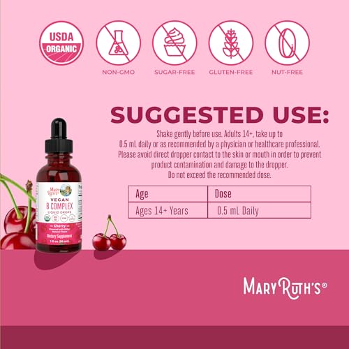 MARYRUTH'S Organic Vitamin B Complex, Biotin, Vitamin B12, - Product Imagery