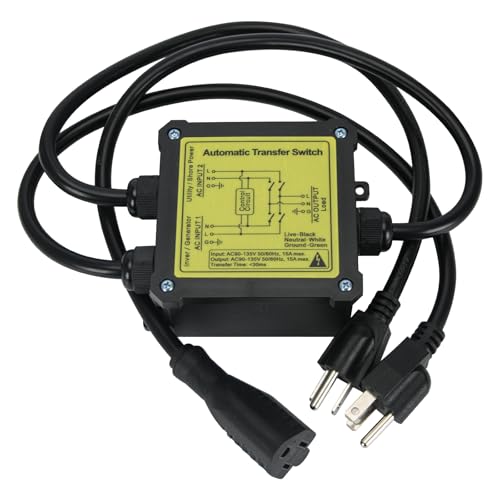 YAURILO AC120V 15Amp Automatic Transfer Switch, Generator ATS Auto Transfer Switch (NEMA 5-15P/R) – Metal, Plastic