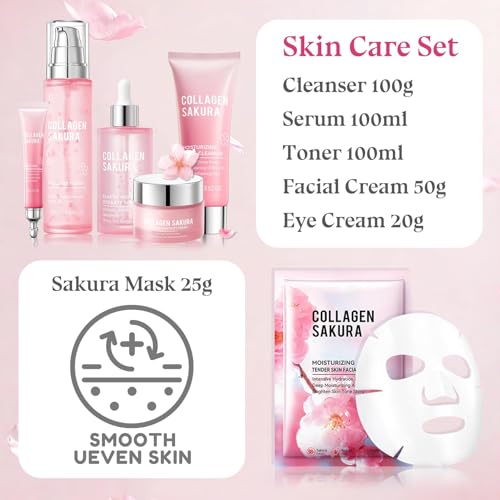 Skin Care Set-Travel Skincare Kit-Collagen Sakura Set with - Product Imagery