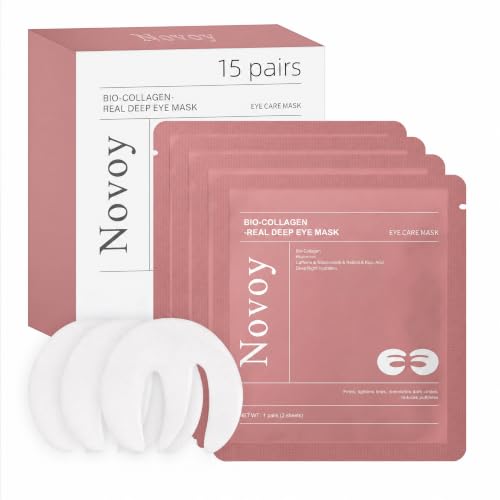 LLVYUO Novoy 15 Pairs Bio-Collagen Real Deep Eye Patches - 6-in-1 Retinol Overnight Eye Patches for Dark Circles, Puffin