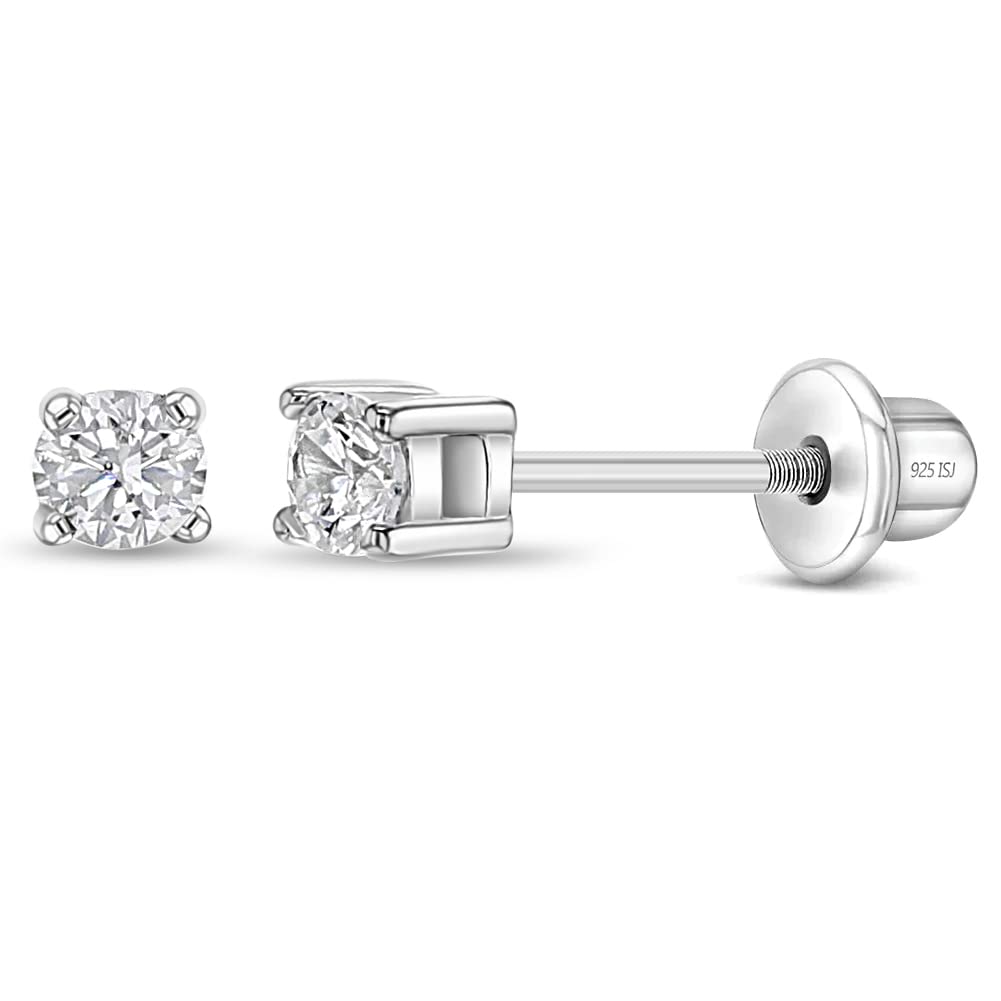 In Season Jewelry Tiny Solitaire Sterling Silver Kids Earrings – 2mm-5mm – alternate angle