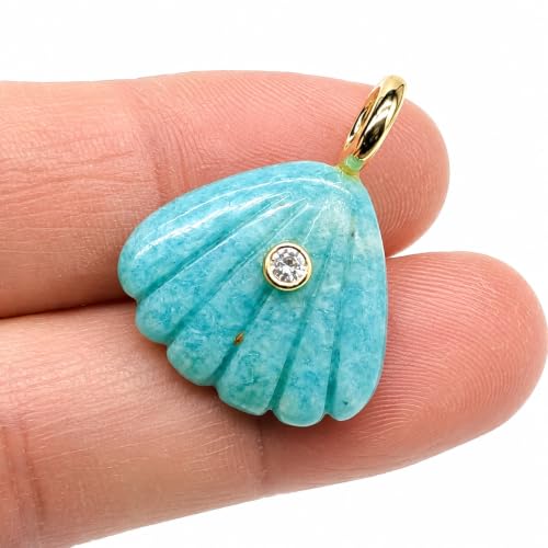 Natural Healing Crystal Carved Shell Stone Pendant Zircon - Product Imagery
