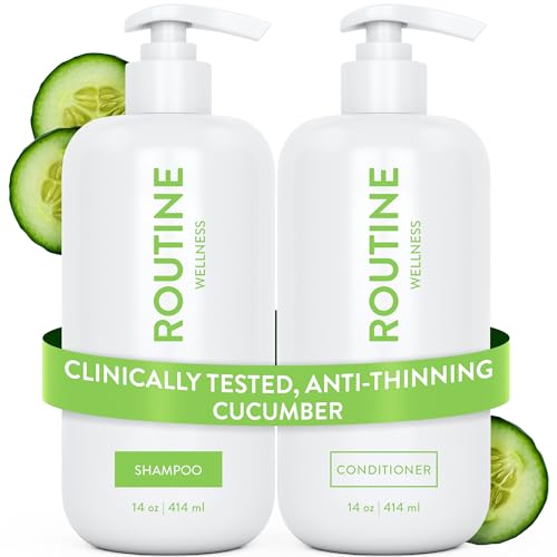 Routine Wellness Anti-Thinning Shampoo & Conditioner - Cucumber – Gluten Free, Paraben Free, Phthalate Free, Silicone Fr