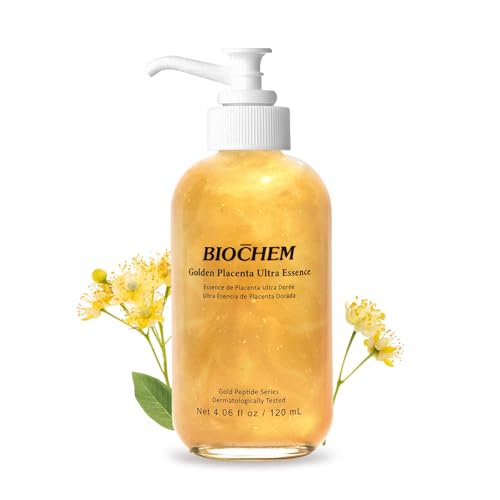 BIOCHEM Golden Placenta Ultra Essence - Placenta Face Serum with Gold Foil, Anti-aging, Hydrating, Firming, Wrinkles, Fi