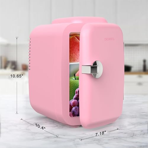 CROWNFUL Mini Fridge, 4 Liter/6 Can Portable Cooler and Warmer - Product Imagery