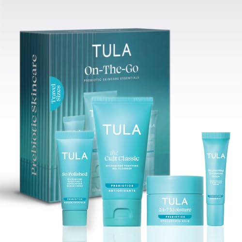TULA On-The-Go Best Sellers Travel Skincare Kit, 4-Piece Discovery Set