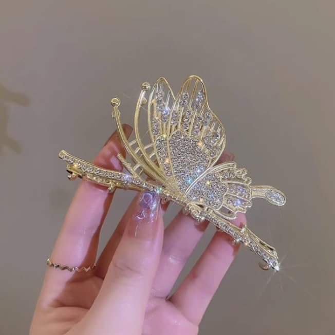 QERTYHJK Rhinestone full star grasp clip back of the hair volume plate half tie large shark headdress hairpin