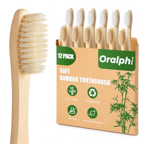 Bamboo Toothbrushes 12 Pack, Soft Bristle Toothbrush for Adults - Product Imagery