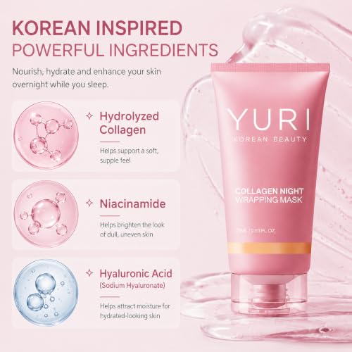 YURI Collagen Night Wrapping Mask, Overnight Peel-Off Face Mask, - Product Imagery