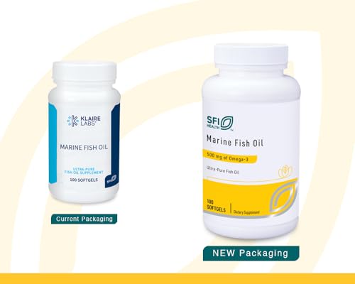 Klaire Labs SFI Health Marine Fish Oil, 100 Softgels - Product Imagery