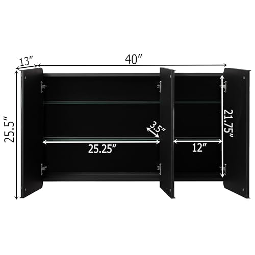 Basicwise 3-Door Aluminum Bathroom Medicine Cabinet, Round - Product Imagery