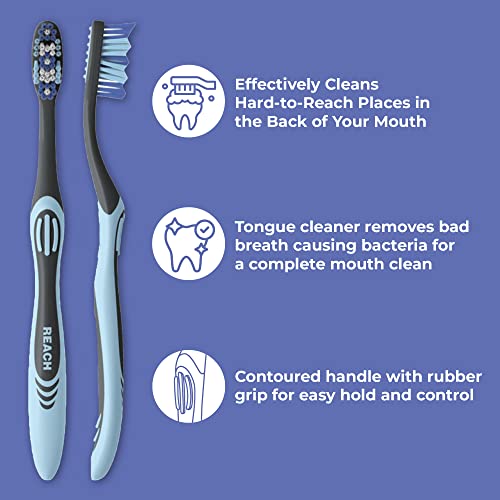 Reach Essentials Medium Toothbrushes with Toothbrush Caps, 6 - Product Imagery