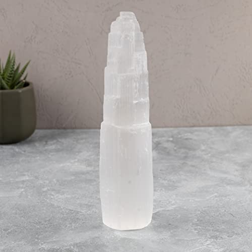 Wish Well Extra Large Selenite Tower, 8” Selenite Crystal Tower - Product Imagery