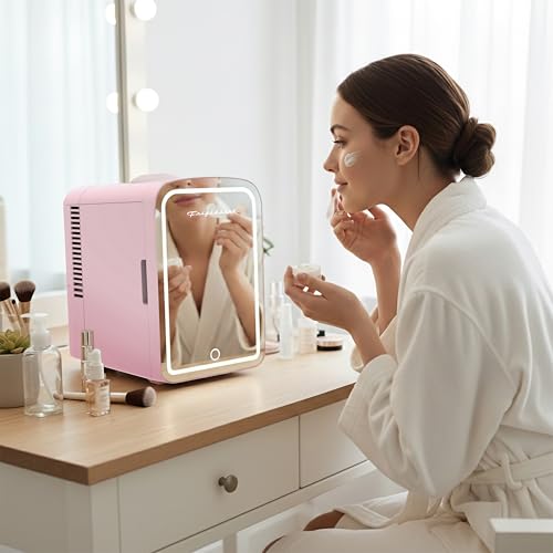 FRIGIDAIRE Mini Personal Fridge Cooler, LED Lighted Mirror, 6.5L - Product Imagery