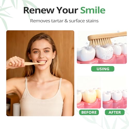 GENKENT Bamboo Toothbrushes 12 Pack BPA Free Soft Bristles - Product Imagery