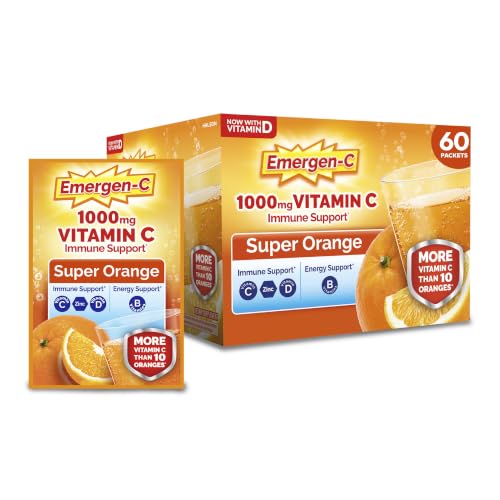 Emergen-C Vitamin C 1000mg Immune Support Powder, Orange, 60 - Product Imagery