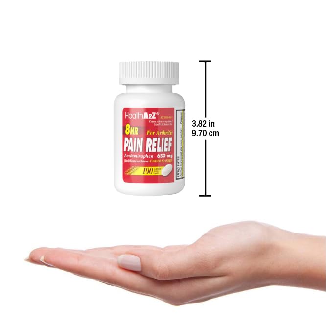 HealthA2Z® Pain Relief Extended Release | Acetaminophen 650mg | 8 Hours | Arthiritis Pain | Pain Reliever - Fever Reducer | Contains no Aspirin (100 Count)