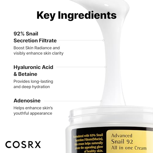 COSRX Snail Mucin 92% Face Moisturizer for Soft & Glowy Skin, - Product Imagery