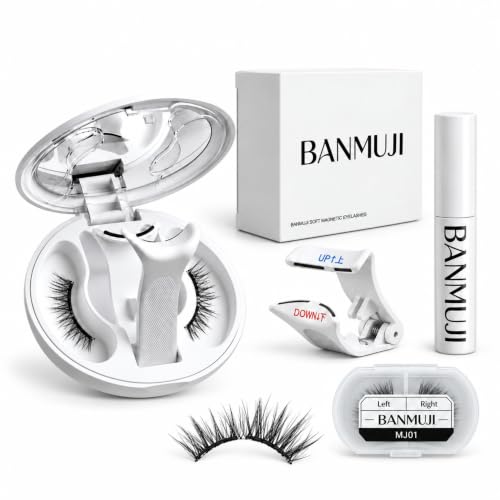 BANMUJI Magnetic Eyelashes with Applicator, Upgrade Soft Magnetic Lashes（MJ06+MJ01） – Black, Polybutylene Terephthalate 