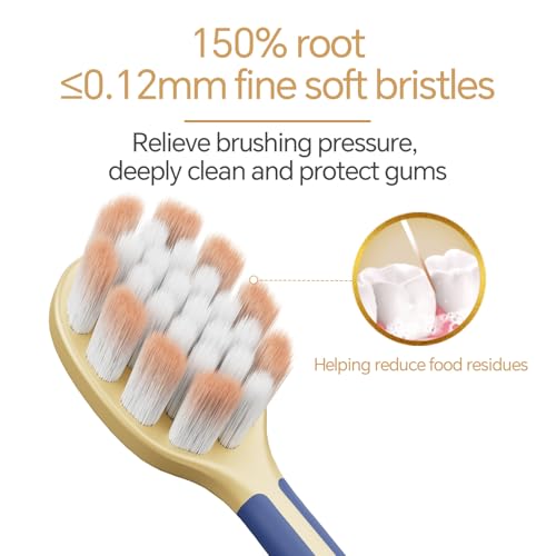 6 Pack Adult Wide Head Soft Toothbrush, Ultra-Soft Sensitive Gums - Product Imagery