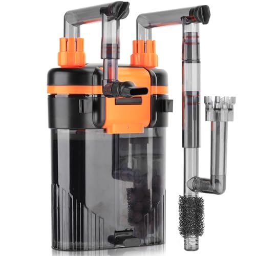 hygger External Hang-On-Back Canister Aquarium Filter,Quiet Fish Tank Filter with 3-Stage Filtration,Anti-Dry Burn Motor